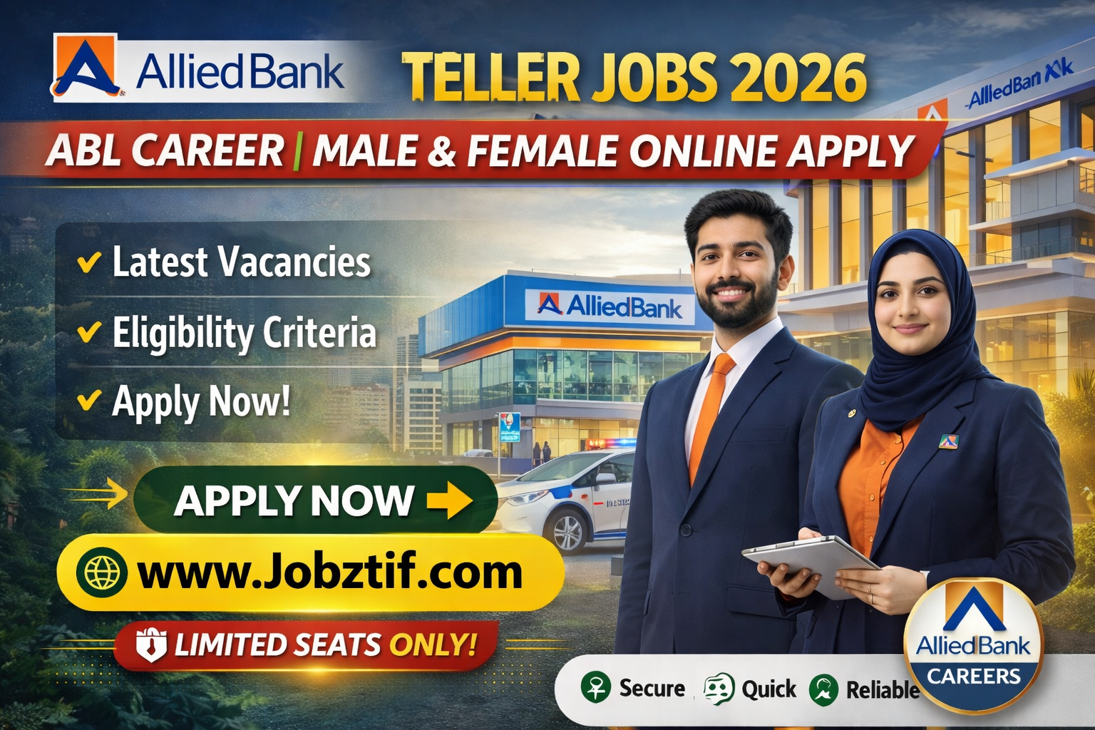 Allied Bank Teller Jobs 2026 – ABL Career | Male & Female Online Apply